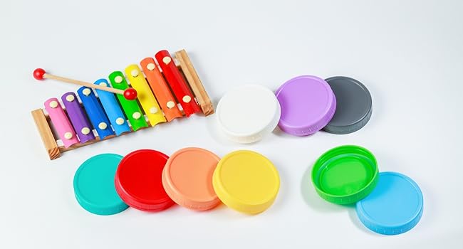 18 Pack 9 Wide Mouth & 9 Regular Mouth Mason Jar Lids with Silicone Rings,Thickened Leak-proof Lids Fit Ball,Kerr and More, 18 Color Plastic Lids, 86mm &70mm Plastic Mason Jar Lids
