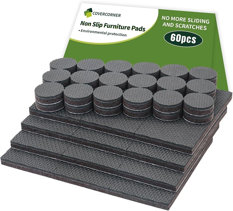 Non Slip Furniture Pads 16 PCS 2'' Square - Anti Slip Furniture Pads - Self Adhesive Rubber Feet Furniture Feet - Chair Leg Floor Protectors - Keep Furniture in Place