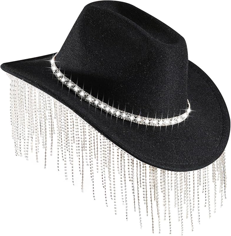 Womens Cowboy Hat Rhinestone Hat Western Cowgirl Hat Wide Brim Diamond-Glitter Size:Medium-Large