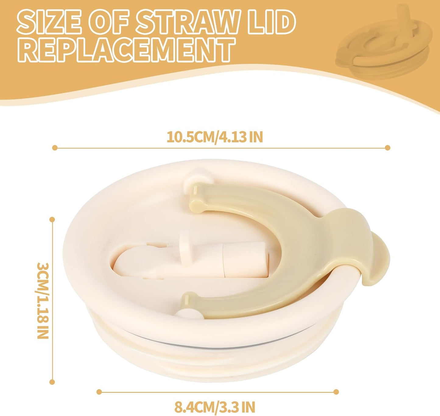 2 Pack Flip Straw Replacement Lids，40 OZ Tumbler Lid Replacement for Stanley Quencher，with 2 Straws, Dual Drinking Outlets, Compatible with Stanley Cup Accessories Spill Proof Tumbler Lids for (Ivory)