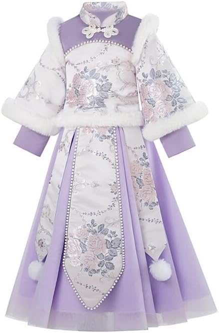 Mädchen Winter Hanfu Rock Anzug Kinder Verdickter Retro Hanfu Chinesischer Traditioneller Hanfu Kleid 2PCS Sets Größe 110-160 für 3-13 Jahre