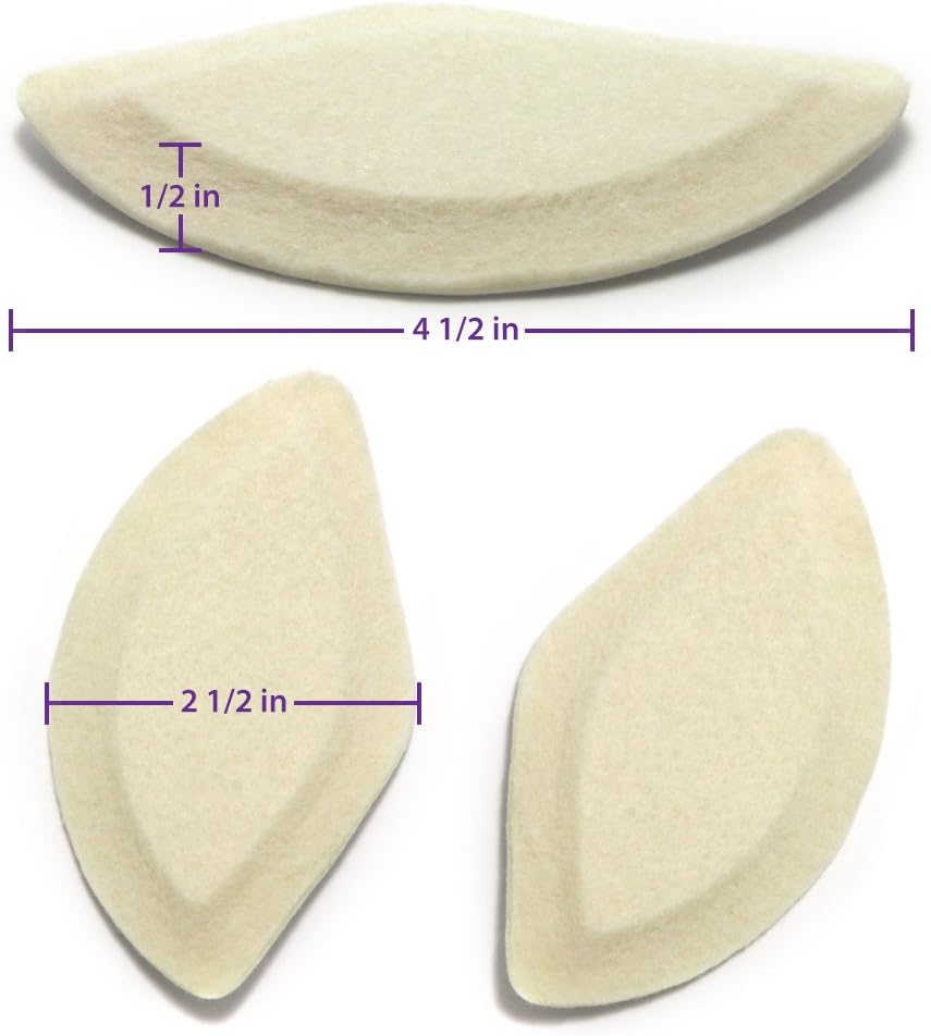 Premium Felt Foot Arch Support Pads - Shoe Inserts - 3 Pairs - 1/4"