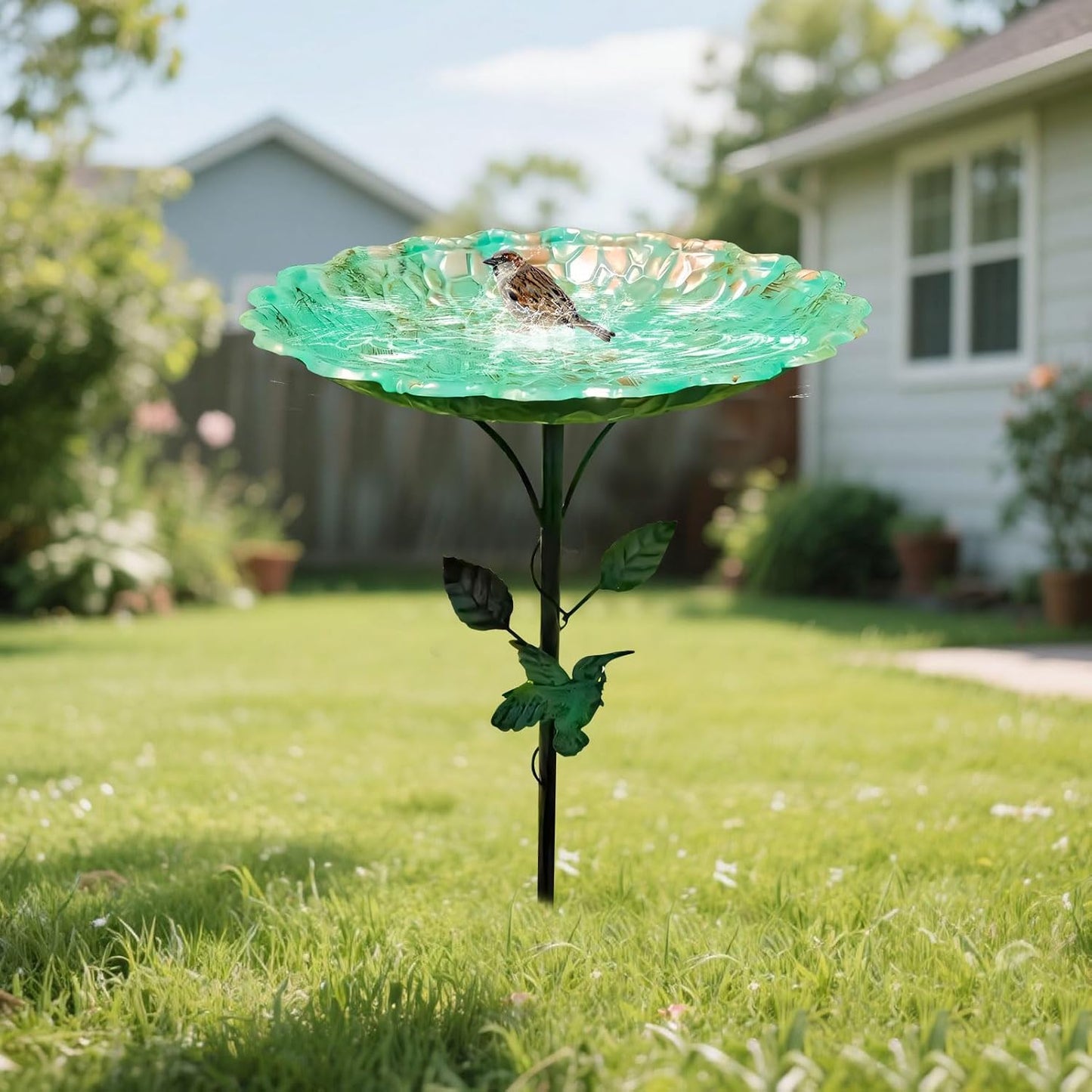 Vogelbad für Garten Metall Vogeltränke Stehend Garten Deko Groß 82cm, Wasserschale für Wildvögel, Wassertränke Für Vögel, Gartendeko Draußen, Wasserstelle, Vogeltränke Winterfest Frostsicher (B)