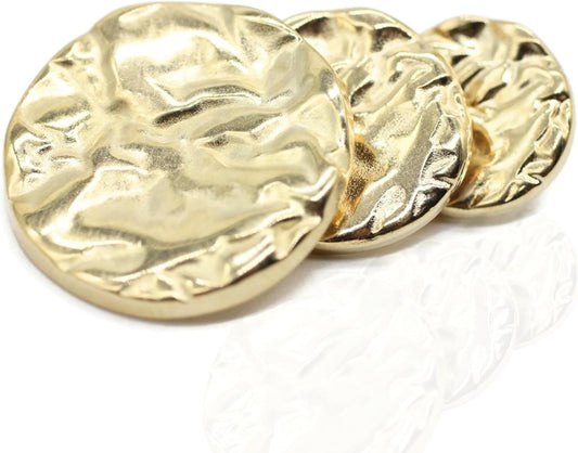 Wrinkle Gold Metal Shank Buttons - 12 Pcs - 4 Size Options - Luxury Wrinkle Round Wave Metal Shank Buttons for Men Women Blazer Coat Uniform Shirt Suit and Jacket Sewing Craft DIY G4230…
