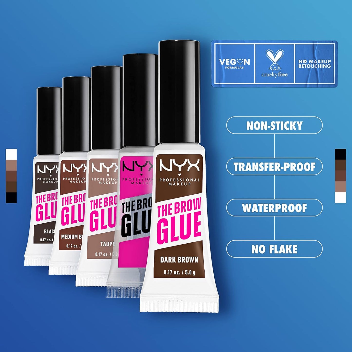 NYX PROFESSIONAL MAKEUP The Brow Glue, Extreme Hold Tinted Eyebrow Gel - Dark Brown