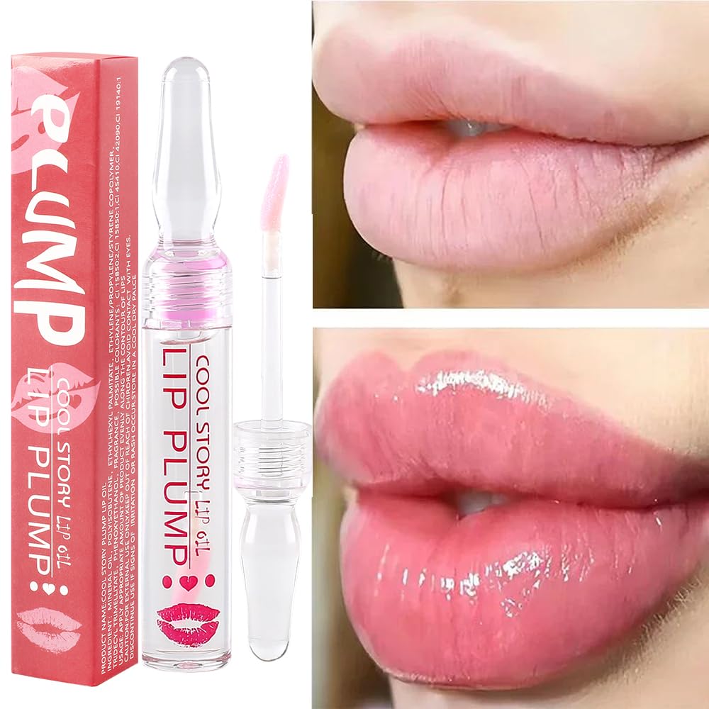 COOL STORY Lip Fuller Gloss, Moisturizing Hydrating Lip Serum, Fuller Lip Care, Lip Plumping Oil for Women Clear