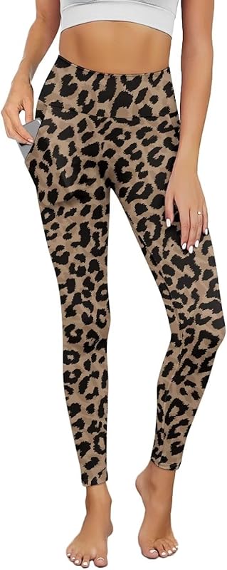 Poceacles Yoga Pants for Women with Pockets Full Length Workout Leggings High Waist Tummy Control Lounge Pants Activewear