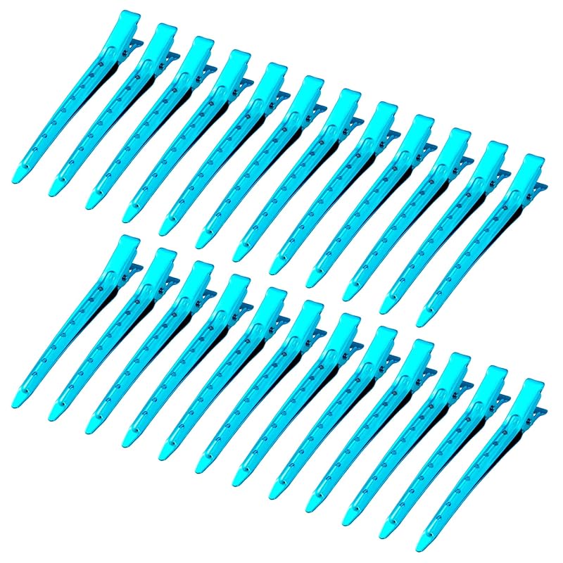 24 Packs Duck Bill Clips, Bantoye 3.5 Inches Rustproof Metal Alligator Curl Clips with Holes for Hair Styling, Hair Coloring, Silver