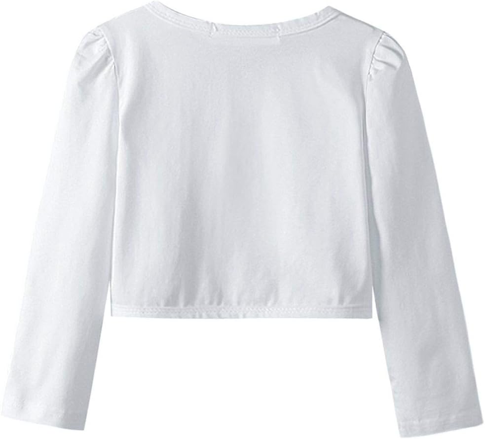Girls Shrugs Lace Bolero Long Sleeve Cardigan Party Church Dress Cover Up
