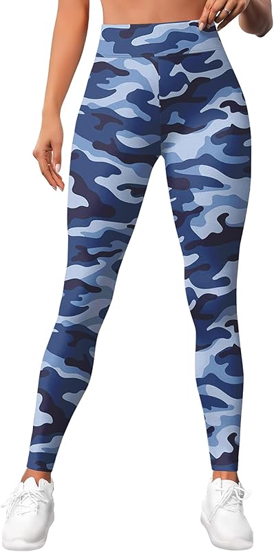 Leggings for Women Workout Funny Printed Gym Athletic Womens Yoga Pants Camo Print Legging Camouflage Floral Tropical Pants