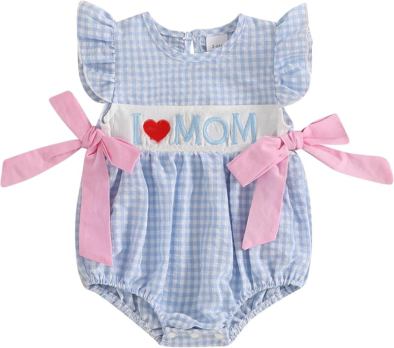 Baby Girl Summer Clothes Newborn Bubble Romper Embroidery Ruffle Sleeve Smocked Bodysuit Cute One Piece Outfit