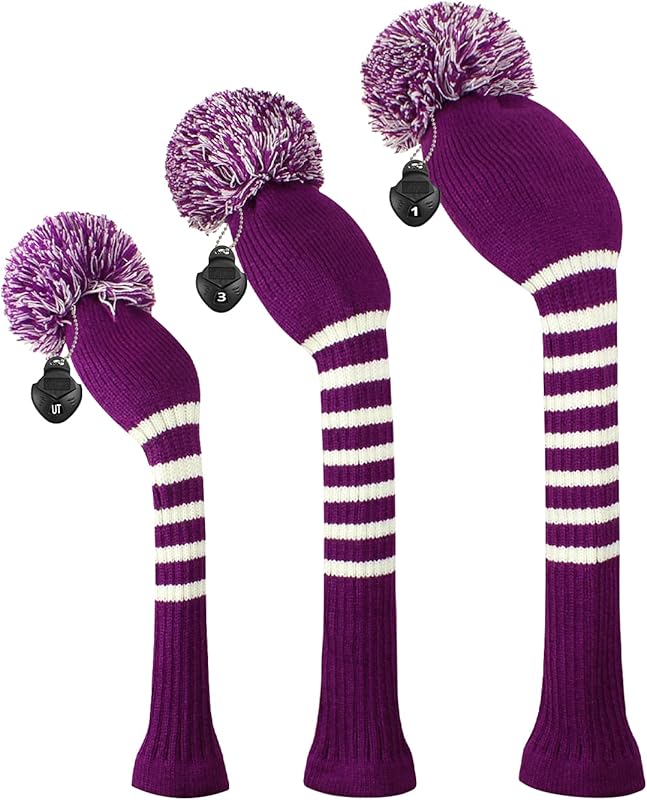 Scott Edward Golf Headcovers for Woods Set of 3 Fits Well Driver(460cc) Fairway Wood and Hybrid(UT) The Perfect Change for Golf Bag Classic Striped Style