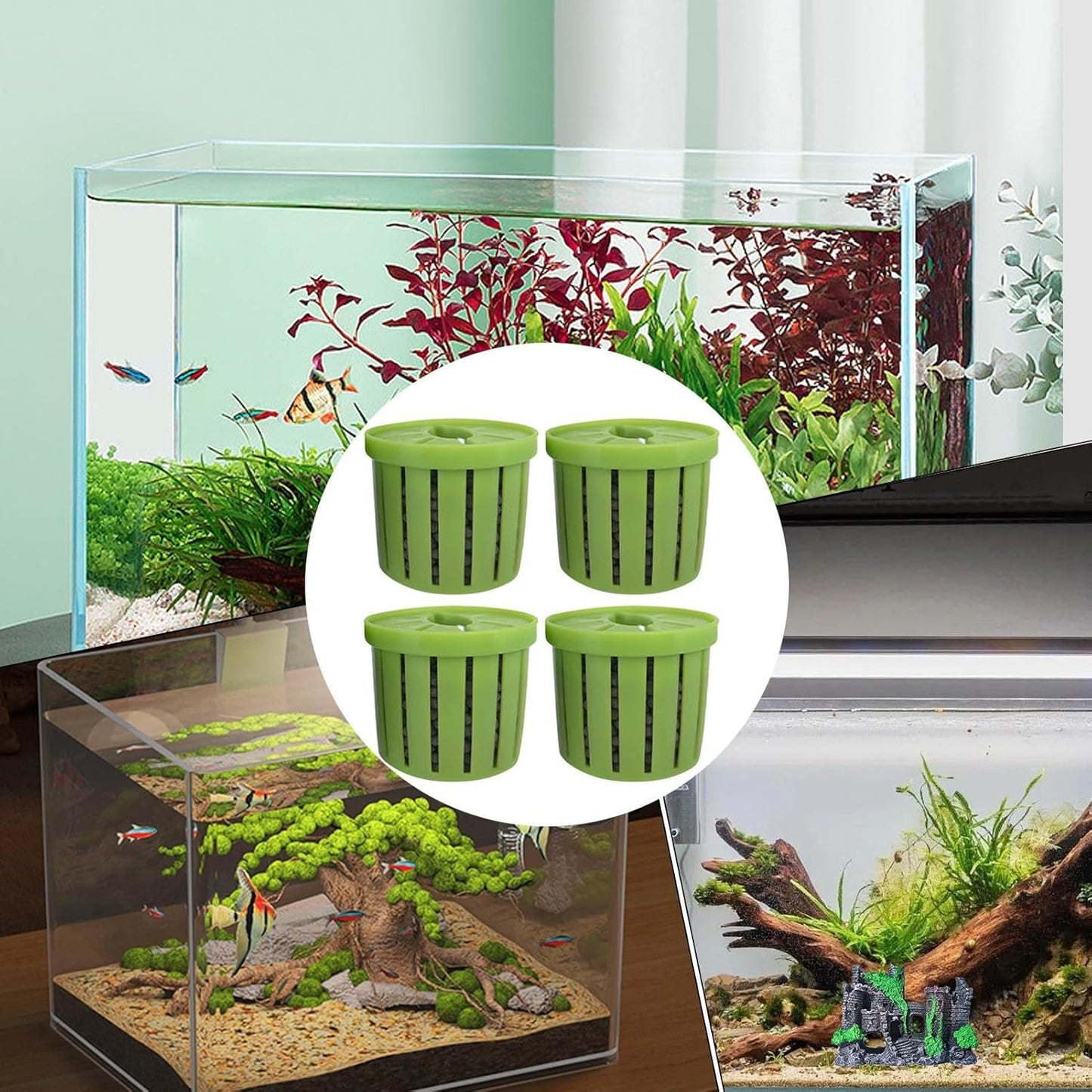 Aquarium Plant Cup,Aquatic Plant Cup - Small Stable Planting Basket for Desk Decorations Wall Window Pond Garden Corner Shelf