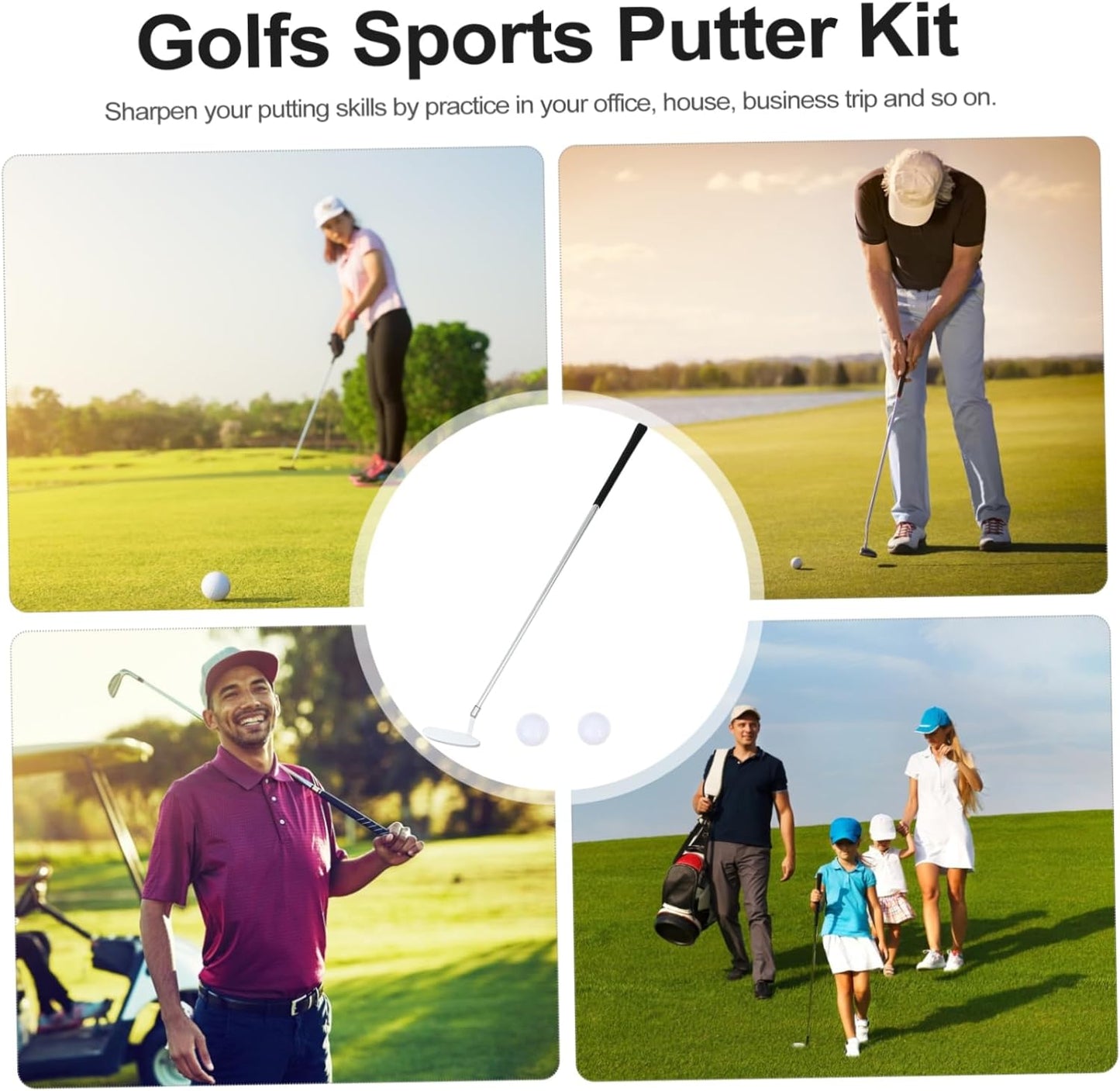 3-Section Detachable Golf Putter Set Zinc Alloy Portable for Indoor/Outdoor Practice