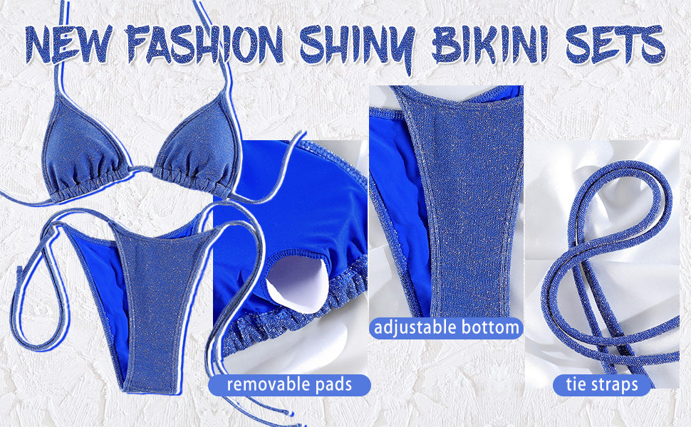 Bikini Sets Women Thongs Cheeky Two Piece Swimsuit Sexy Swimwear Triangle Cute Bathing Suit String