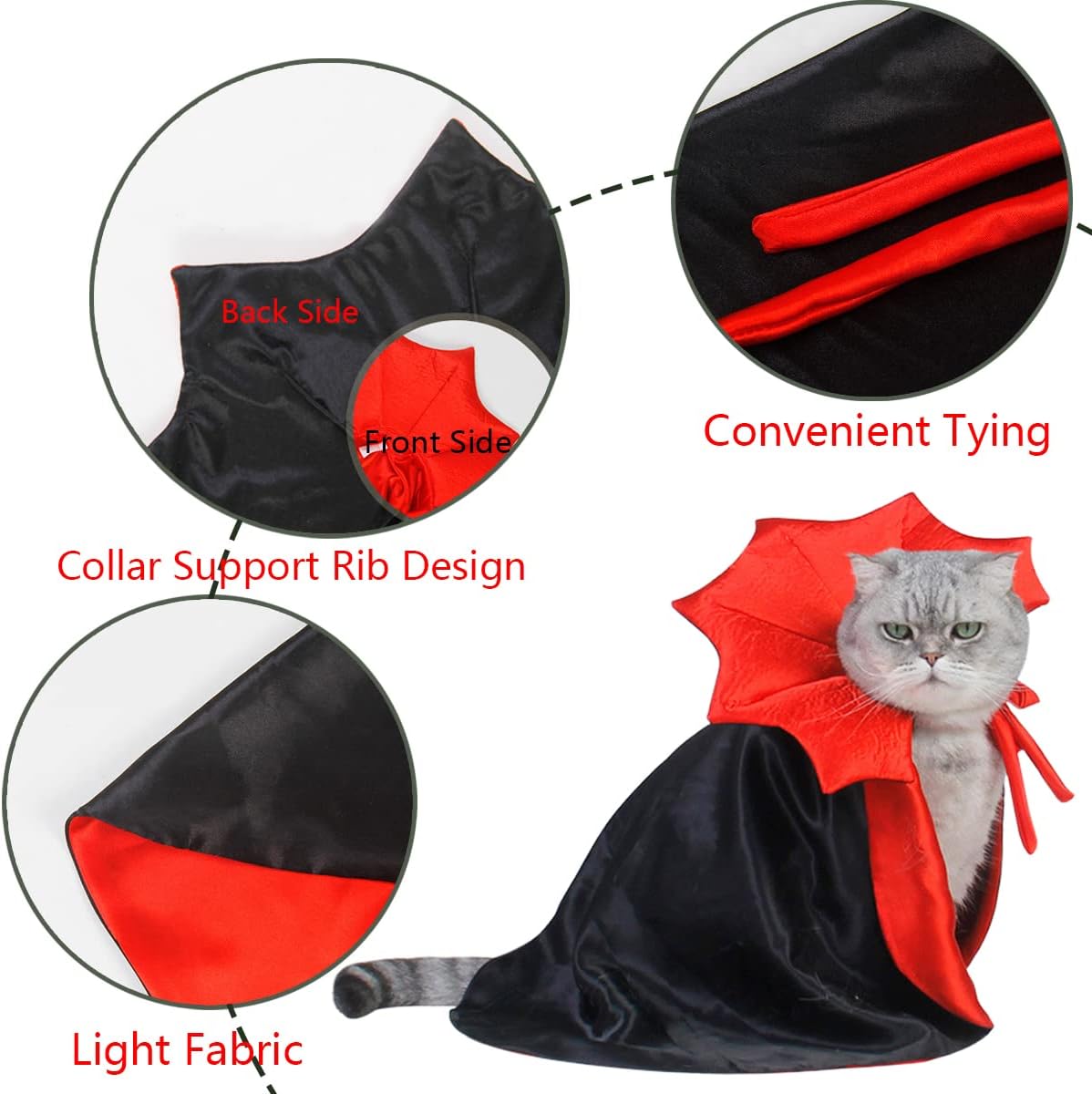 2 Pcs Dog Halloween Costume Set Cat Witch Vampire Cape Devil Horns Hat Holiday Clothes for Cat Puppy Halloween Party Pet Outfits M