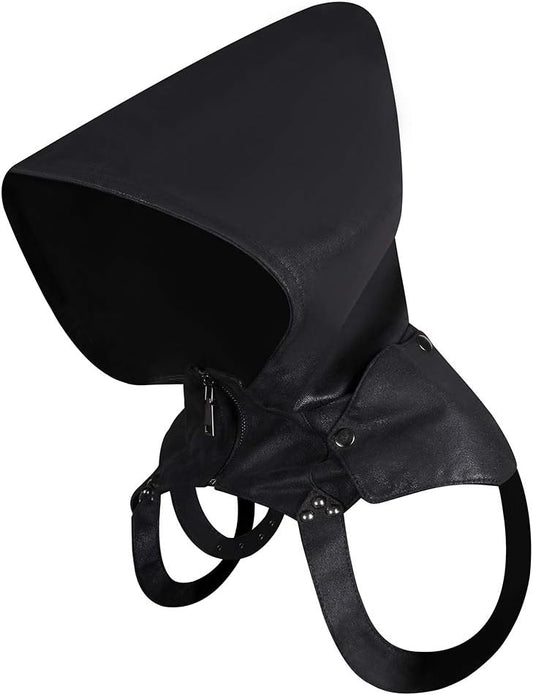 Steampunk Rogue Cowl Hat with Adjustable Arms Buckles, Unisex Adults Costume Hooded Cape for Cosplay Halloween Dress Up and Daily Wear - Black