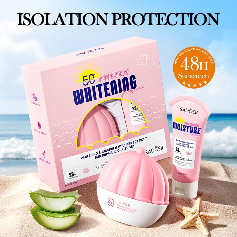 Travel-Size Sunscreen Set - 40ml Face SPF 50+ & 60ml Body Lotion, TSA-Approved, Reef-Safe, Broad Spectrum UVA/UVB Protection, Non-Greasy with Vitamin E & Aloe Vera