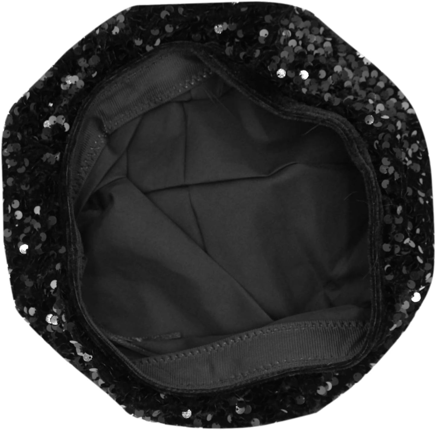Women Beret Hat Glitter Sequins French Style Beanie Cap Adjustable Fashion Shimmer Hat for Girls Ladies