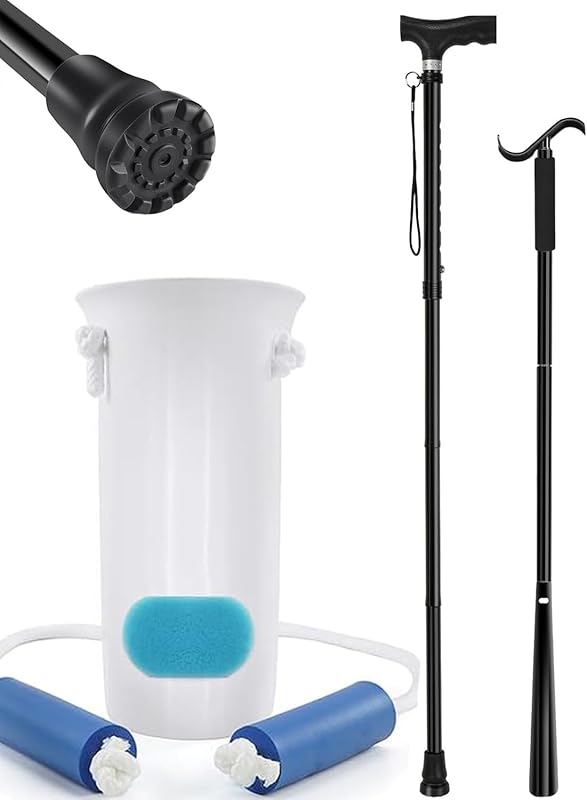 3 in 1 Sock Aid Device for Seniors Kit [Sock Aid and Dressing Stick] -Sock Aide Device with Foam Handles, 35 Inch Adjustable Extended Shoe Horn & Sock Puller Aid Easy On and Off