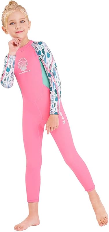 Kids Girls Boys Wetsuit Full Body Neoprene Thermal Swimsuit 2.5MM for Toddler Youth Children Teen, Long Sleeve Child Scuba Diving Surf Suit One Piece Sun Protection for Water Sports