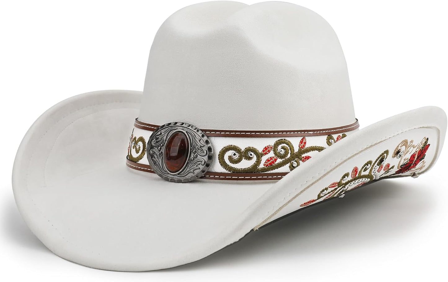 Western Cowboy Hat for Men and Women, Shapeable Big Wide Brim Cowgirl Hat with Embroidery
