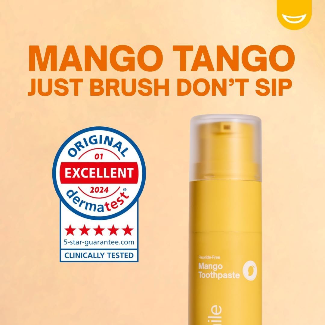 MySweetSmile Mango Flavoured Toothpaste - Fluoride Free Formula - Kid-Friendly Toothpaste - Deep Cleaning - Cavity Protection - Juicy Mango Flavour - 60g
