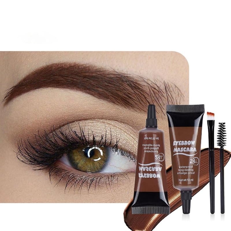 Tinted Thickening Eyebrow Mascara with Two Eyebrow Brushes,Brow Fast Sculpt,Waterproof,Transfer-proof,Eyebrow Tinting Kit- Cruelty Free - Light Medium Brown (1 Pack) (1Pc 01#Brown)