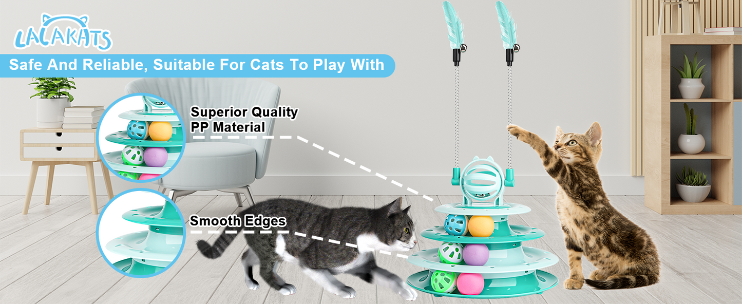 Cat Toy Interactive Pet Plaything for Indoor Kitten Interactive Kitty Puzzle Ball with 2 Cat-Tease (Green)