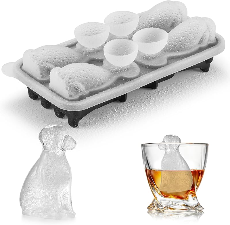 Penguins Ice Cube Tray Fun Shapes, Odd Novelty Cute Penguin Gifts, 2.2" Large Silicone Whiskey Ice Mold for Cocktails,Bourbon,Brandy, w/Funne