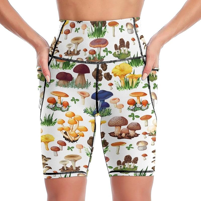 High Waist Workout Yoga Shorts for Women with Pockets Tummy Control Yoga Leggings Running Gym Biker Shorts