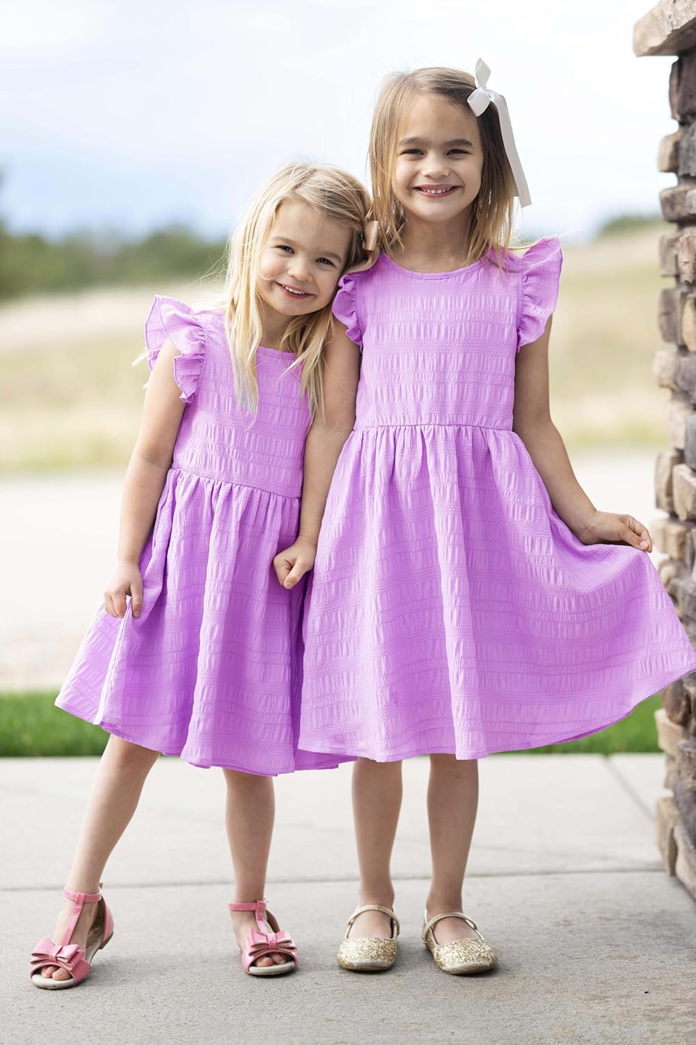 Arshiner Girls Dress Casual Ruffle Sleeveless A Line Summer Dresses with Pockets 4-12 Years