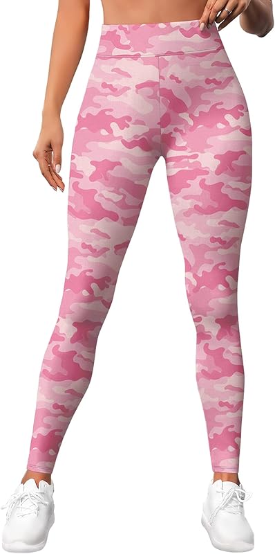 Leggings for Women Workout Funny Printed Gym Athletic Womens Yoga Pants Camo Print Legging Camouflage Floral Tropical Pants