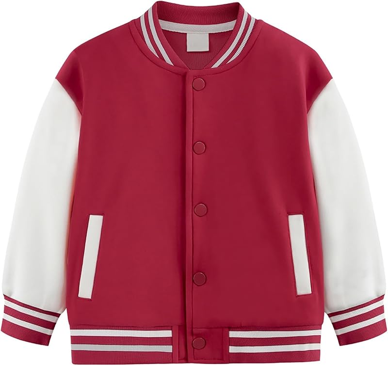 Toddler Baby Boy Girl Baseball Jacket Y2 Varsity Bomber Jackets Print Color Block Button Letterman