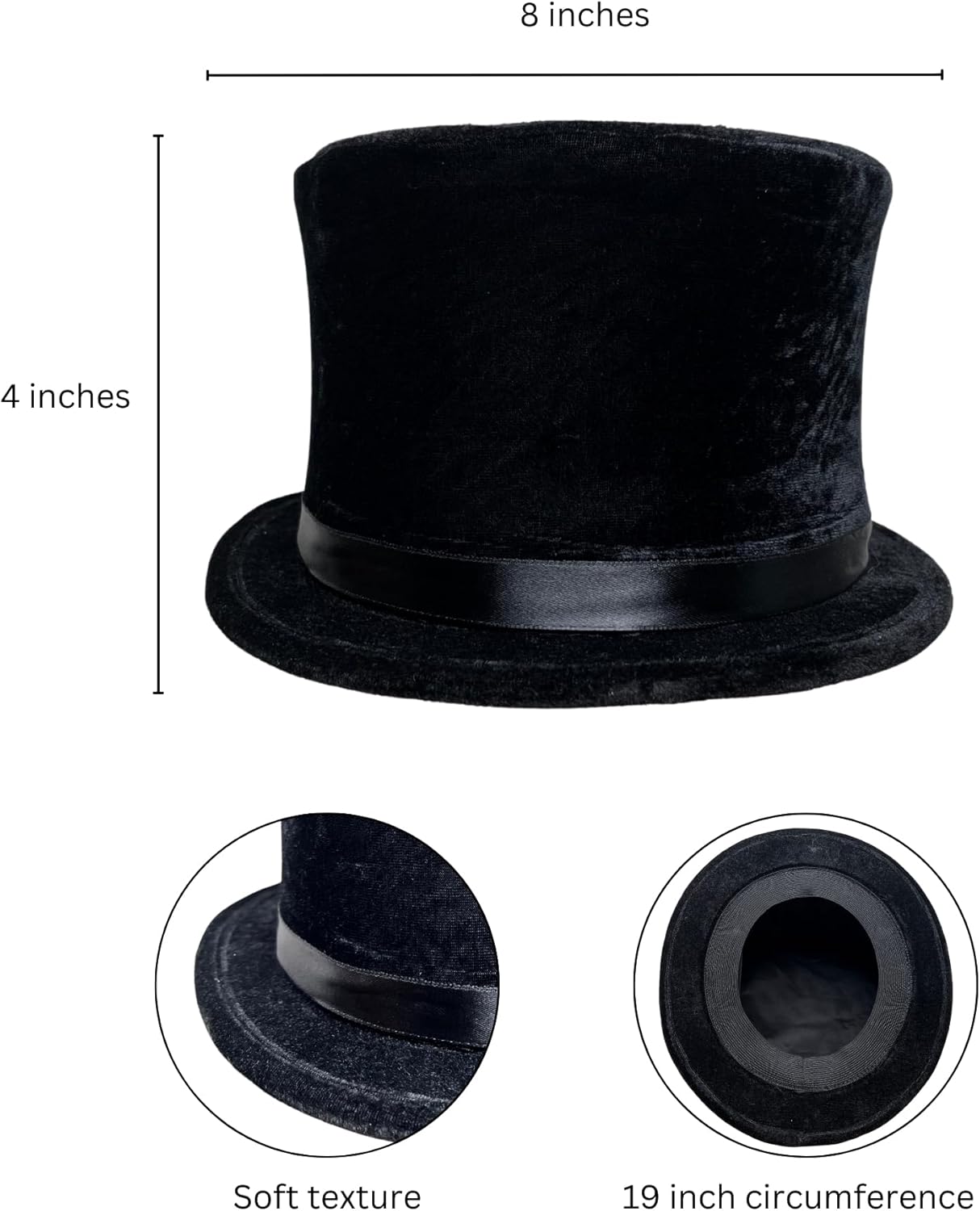 Black Collapsible Folding Top Hat – Magicians, Dancers, and Theater Performances, Perfect for Adults.