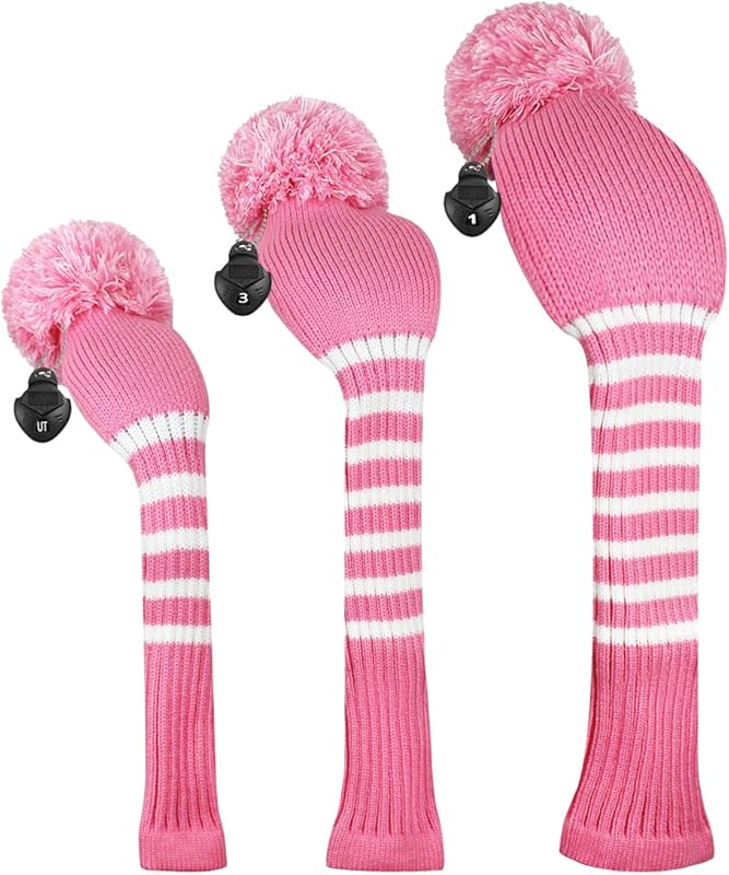 Scott Edward Golf Headcovers for Woods Set of 3 Fits Well Driver(460cc) Fairway Wood and Hybrid(UT) The Perfect Change for Golf Bag Classic Striped Style