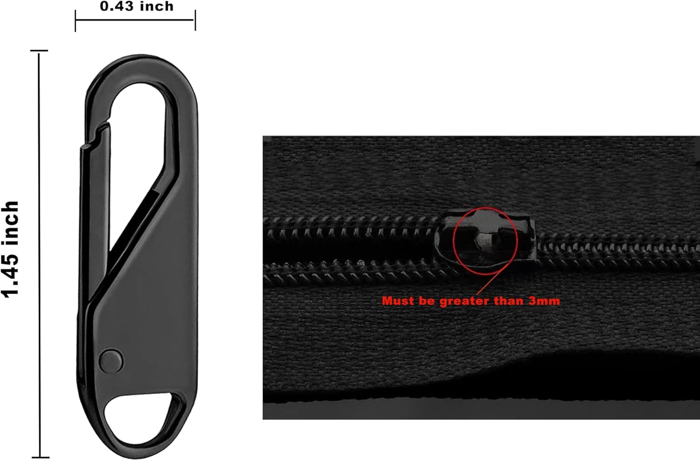 6 PCS Zipper Pull Replacements, Zipper Repair Kit Zipper Slider Pull Tab Universal Zipper Fixer Metal Zipper Head Pullers Handle Zipper Extenders for Clothing Jackets Backpack Boots Purse Coat