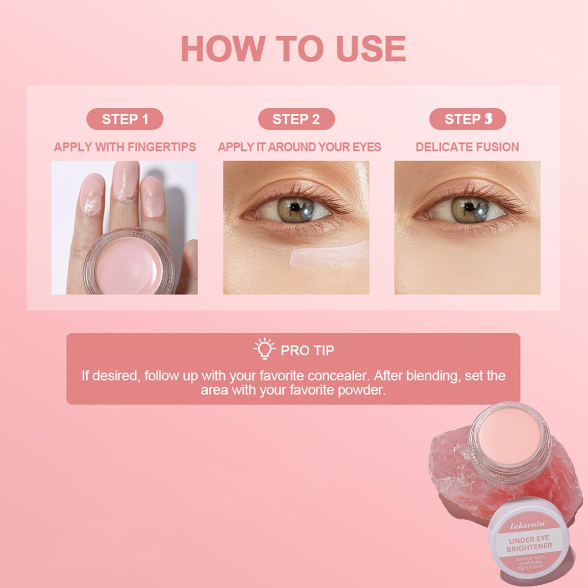 Under Eye Brightener, Concealer Full Coverage for Dark circles, Lightweight Radiant Cream Under Eye Concealer (Light Pink, 1 PC)