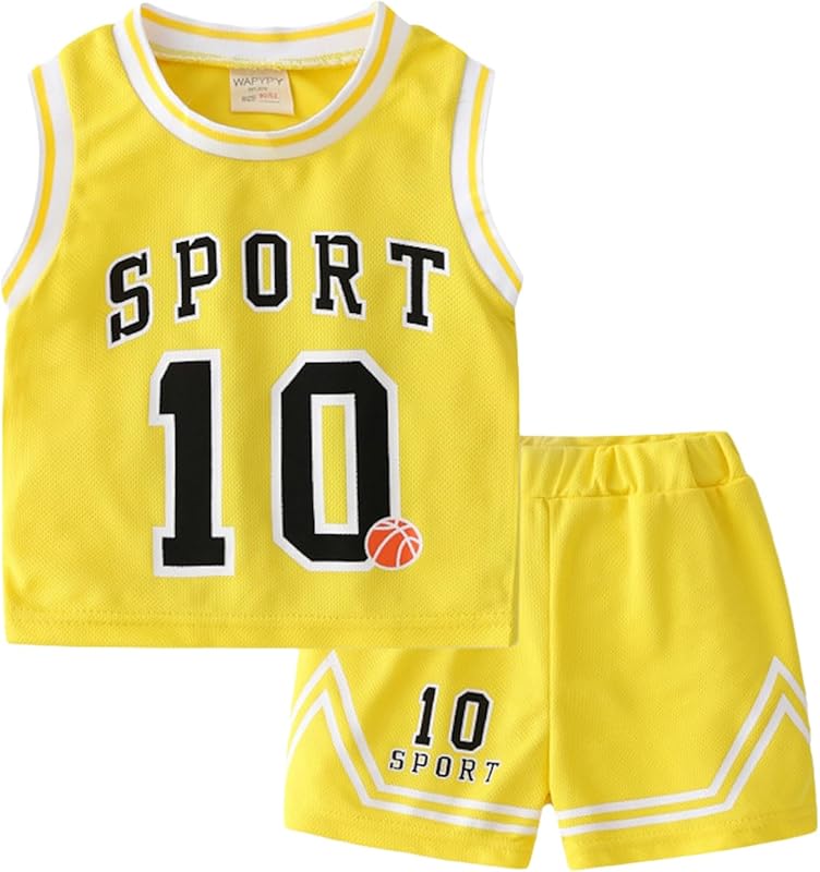 Volunboy Kids Sports Shorts Sets Boys Jerseys Tracksuit 2 Piece Basketball Performance Tank Top and Mesh Shorts Set