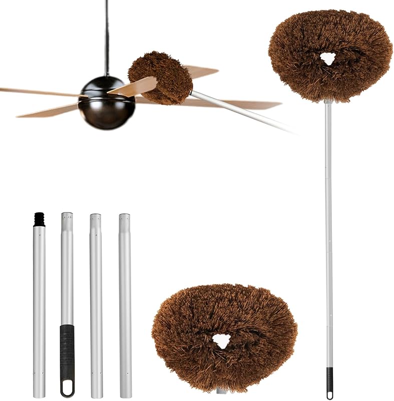 Ceiling Fan Cleaner Duster Reusable Microfiber Ceiling Fan Blade Cleaner Removable Duster with Extension Pole Adjusts 13 to 49.7 Inch for Cleaning Walls Bookshelves Furniture Door Window Top (Blue)