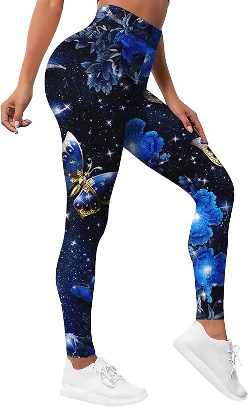Leggings for Women Workout Funny Printed Gym Athletic Womens Yoga Pants Camo Print Legging Camouflage Floral Tropical Pants