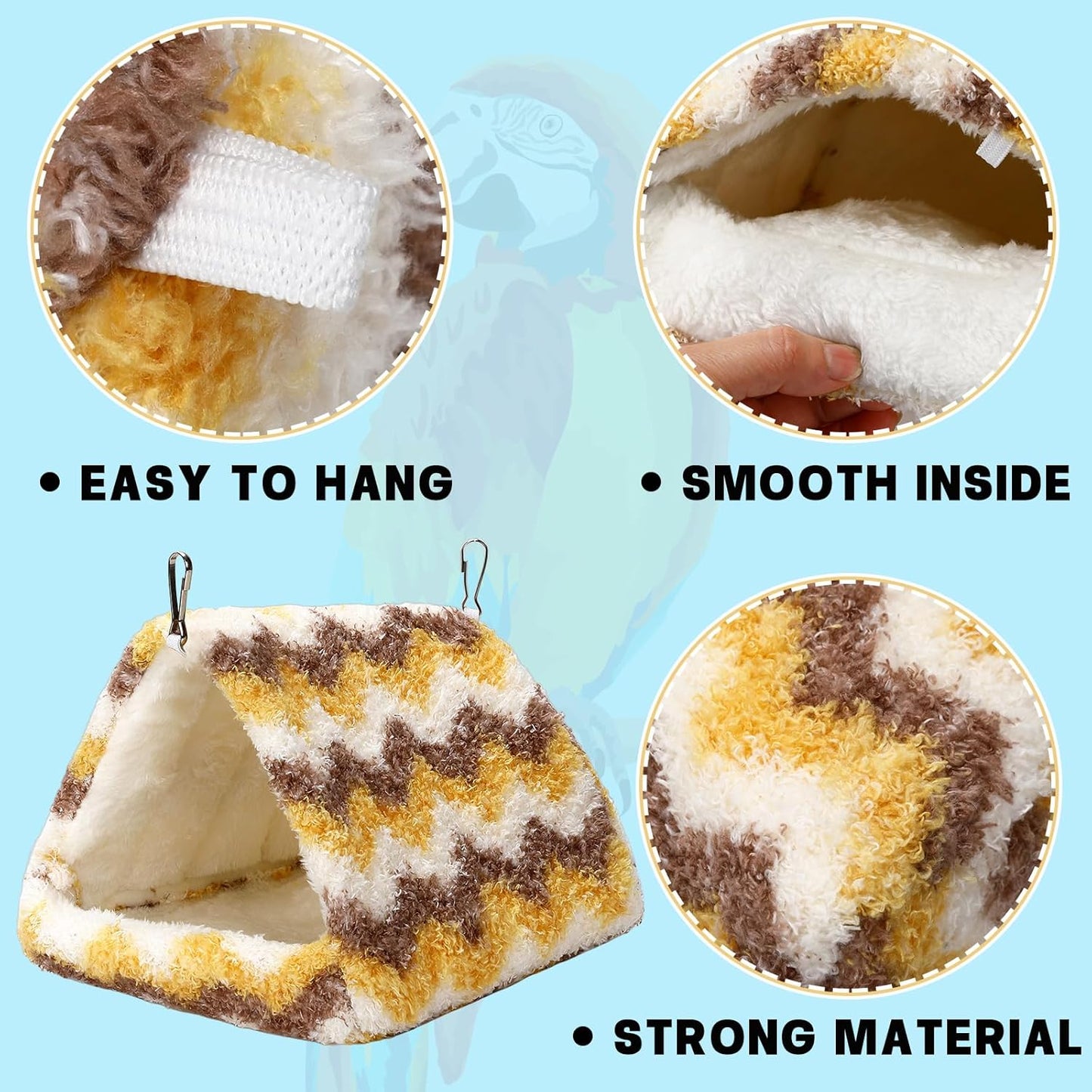 2 Pack Bird Nest House, Hanging Hammock Fluffy Parrots Bird Bed for Cage Bird Plush Nest Toy for Parrot Macaw Budgies Eclectus Parakeet Cockatiels Cockatoo Lovebird