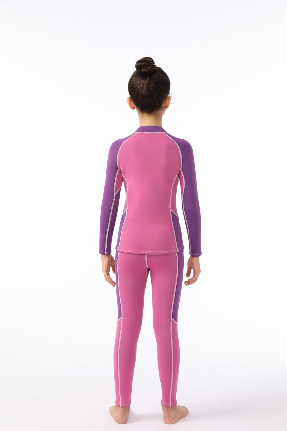 2 Pcs Boys Girls 2.5mm Long Sleeve Wetsuit Top Jacket with Neoprene Wetsuit Pant Set for Surfing Dive Snorkeling Water Sports