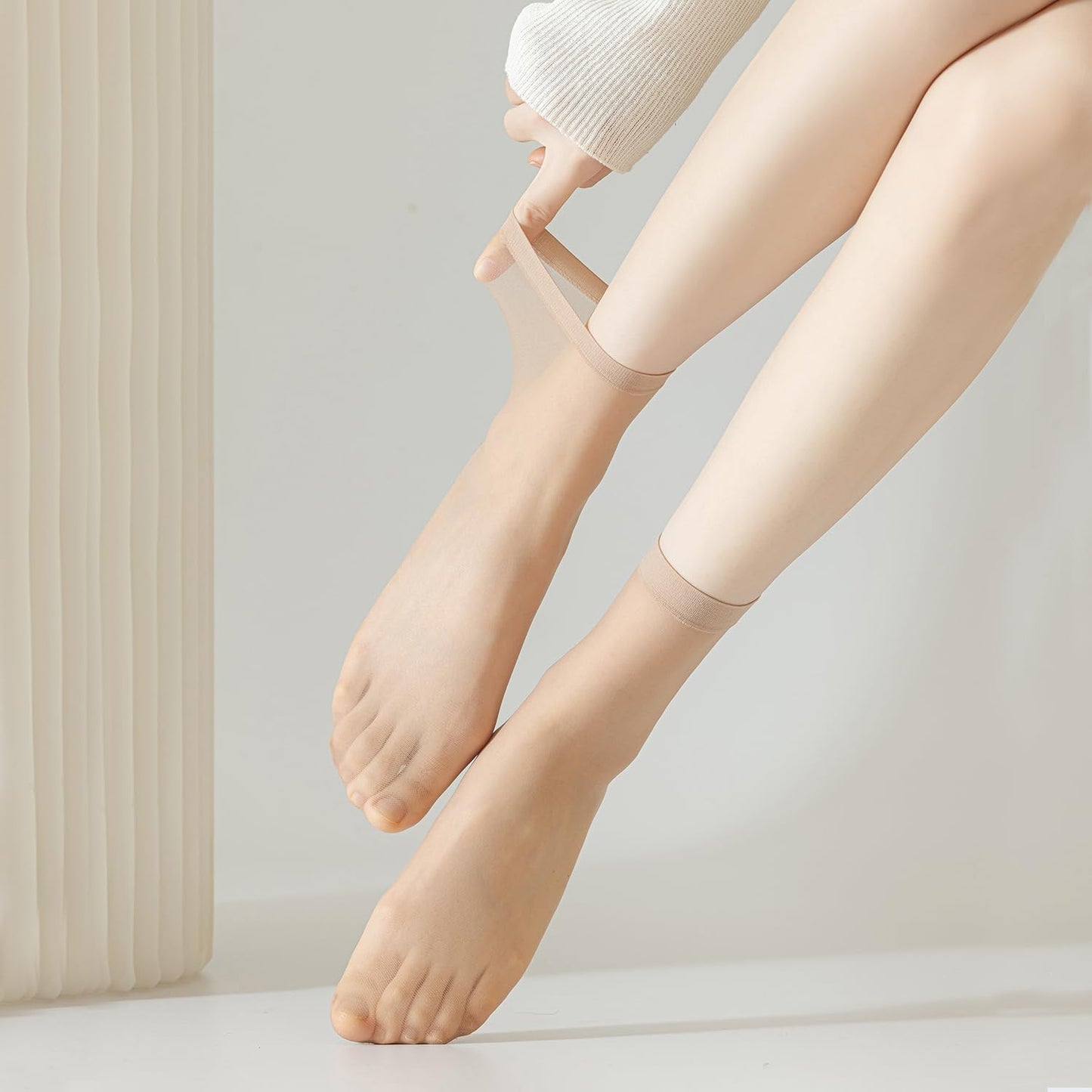 Mcool Mary 12 Pairs Womens Sheer Ankle Socks Nude Stocking Summer Ultra Thin Cool See Through Silk Socks for Women