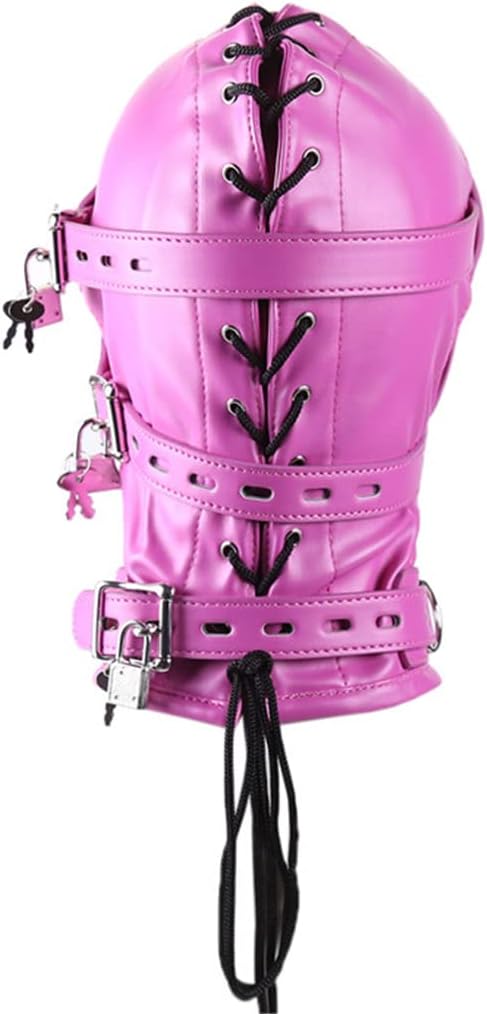 Soft Leather Halloween Mask, Full Face Breathable Portable Headgear Cosplay Head Hood Mask, Funny Masquerade Costume (3.93 inch, Pink)