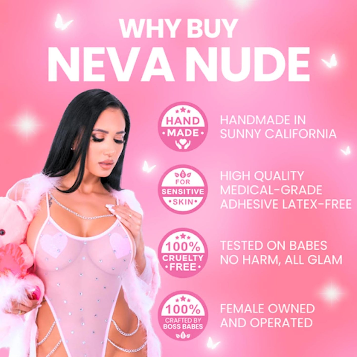 Neva Nude Bodistix - Body Stickers for Festivals, Raves, & Parties | Medical Grade Adhesive, Waterproof Made in USA (6 Pack)