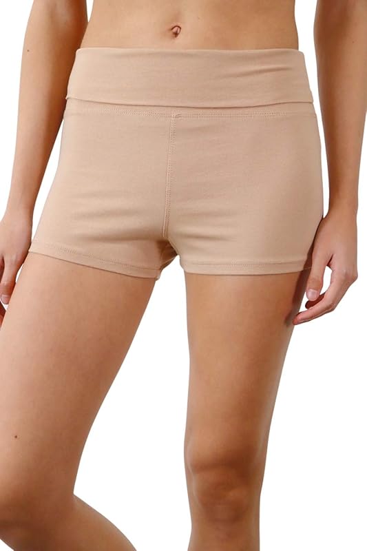 Women’s Fold Over Waist Stretch Cotton Active Yoga Shorts