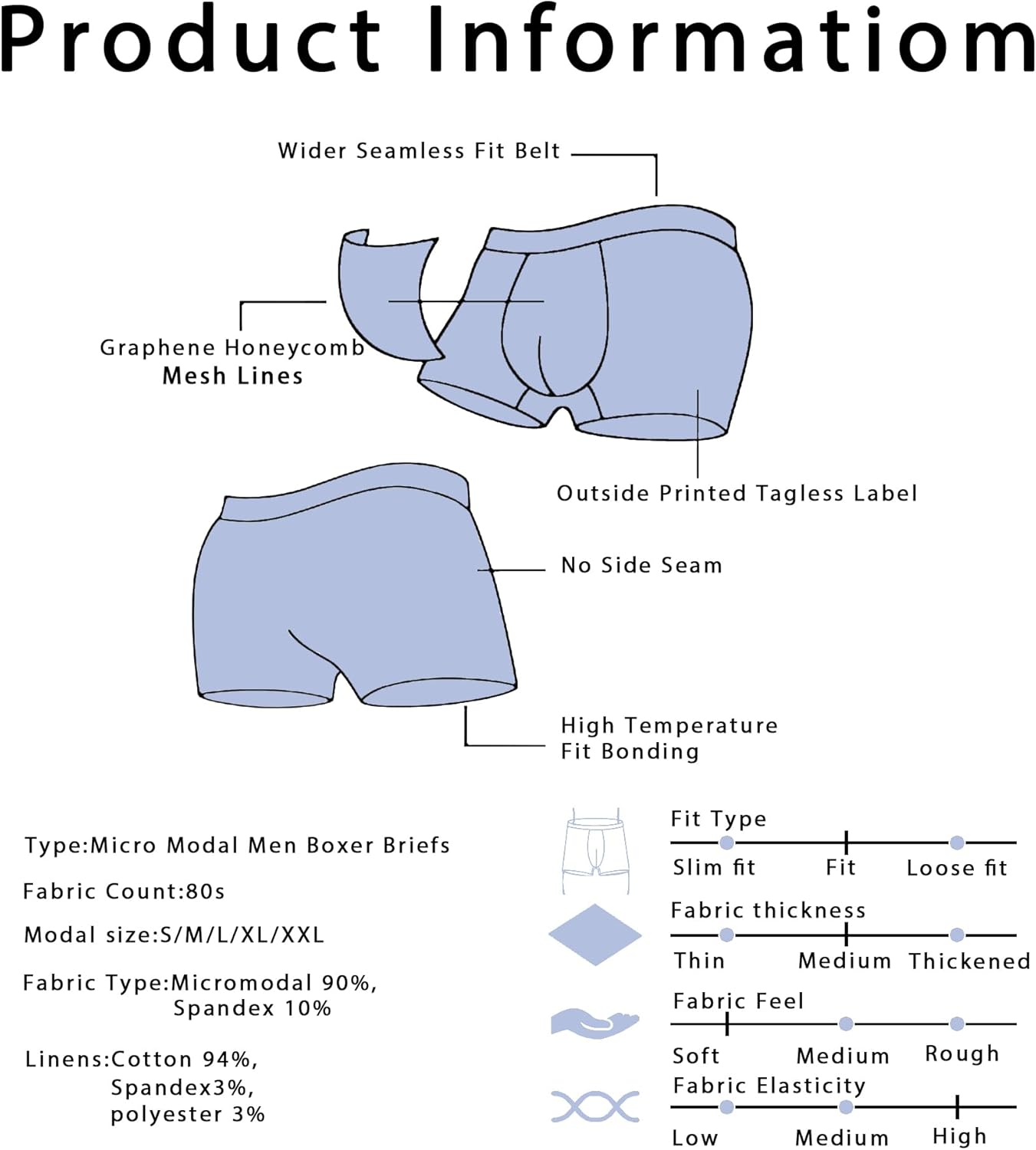 Premium Men's Naked Feeling Air Micro Modal Boxer Briefs - Softer Than Cotton-Athleisure Mens Underwear Trunks
