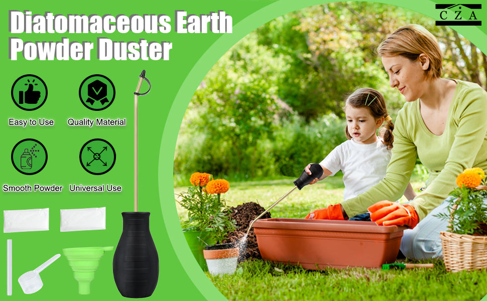 Diatomaceous Earth Duster, Powder Sprayer, Garden Duster Applicator Dispenser with Long Plastic Tube for Organic Gardening Agricultural Supplies for Diatomaceous Earth & Other Home Powder Applications