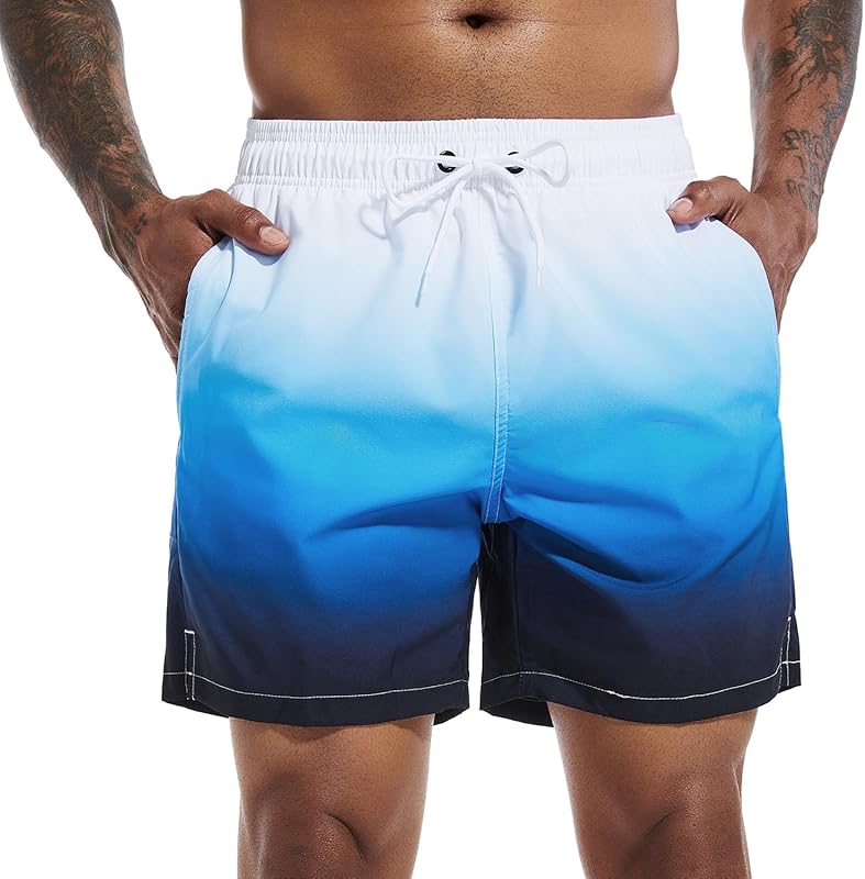SILKWORLD Men's Swim Trunks Quick Dry Beach Shorts with Pockets